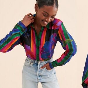 Farm Rio Flower Season Scarf Top by Anthropologie